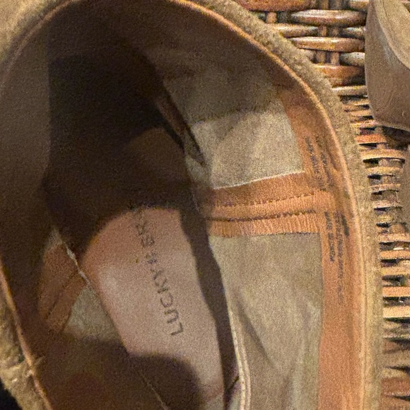 Lucky Brand Brown Suede Ankle Booties Ankle Boots Chunky Heels Shoes - Picture 11 of 12